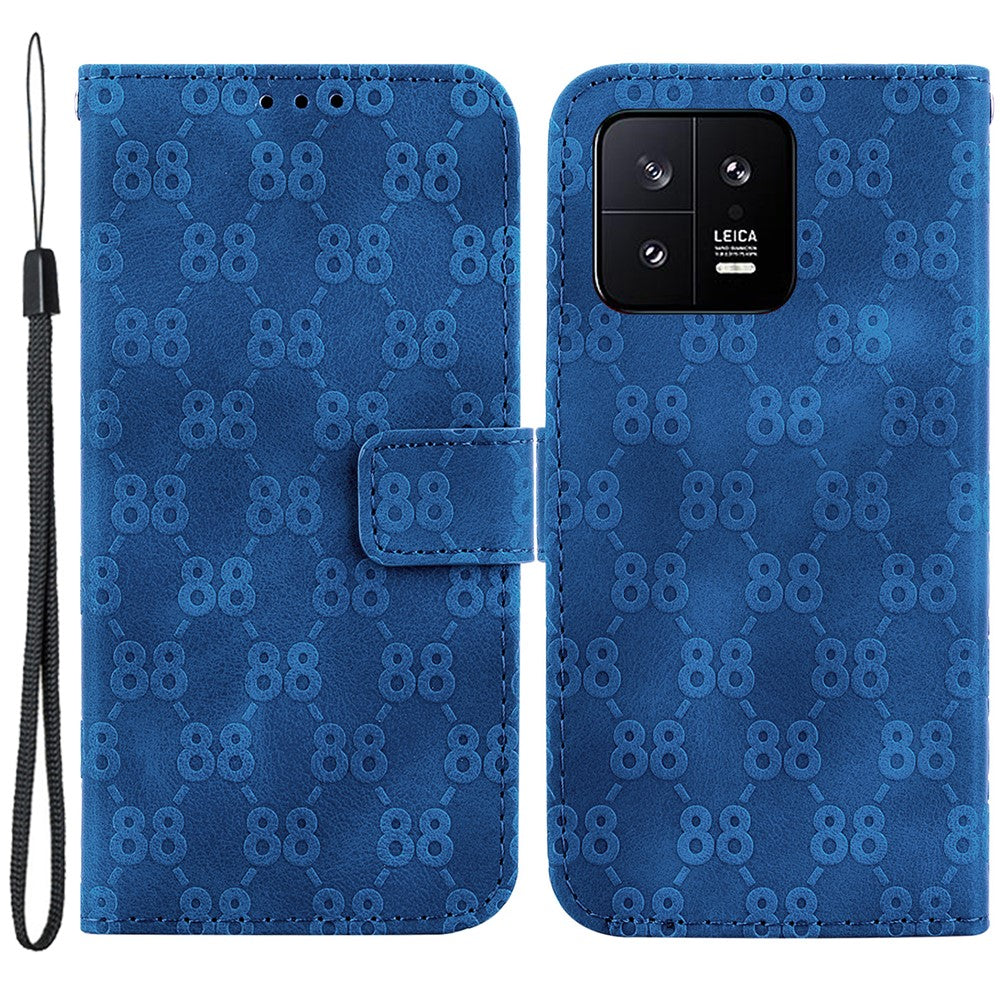 For Xiaomi 13 Double 8-Shape Imprint Leather Wallet Case Anti-drop Stand Cell Phone Cover