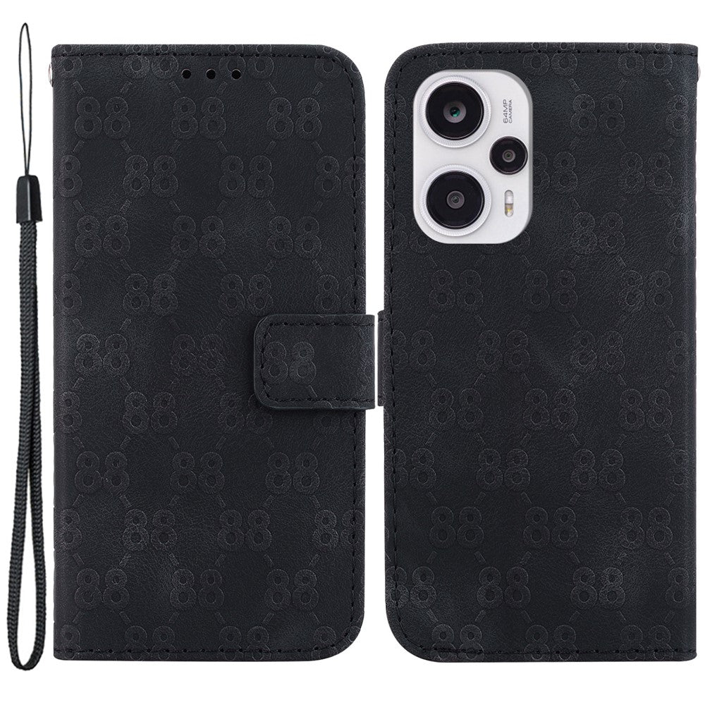Xiaomi Poco F5 5G / Redmi Note 12 Turbo Läderplånboksfodral med Dubbelt 8-Formigt Tryck mobilskal