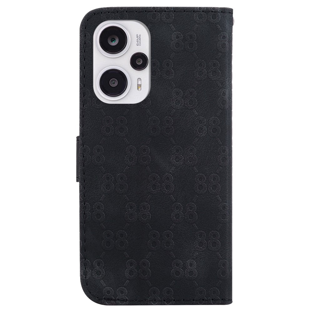 Xiaomi Poco F5 5G / Redmi Note 12 Turbo Läderplånboksfodral med Dubbelt 8-Formigt Tryck mobilskal