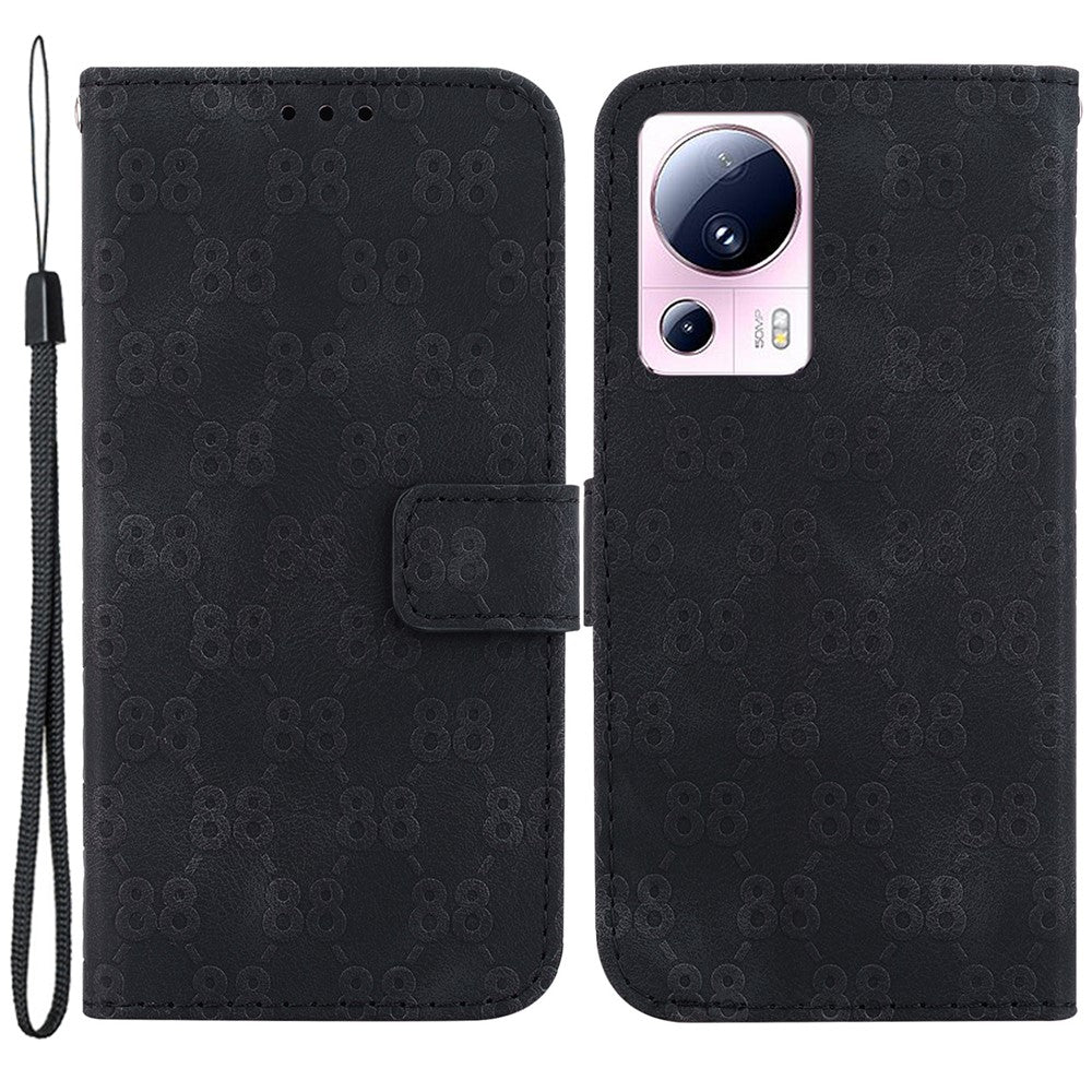For Xiaomi 13 Lite / Civi 2 5G Double 8-Shape Imprint Leather Anti-scratch Shell Wallet Stand Phone Cover
