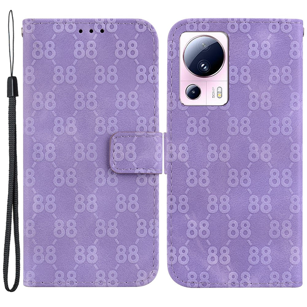 For Xiaomi 13 Lite / Civi 2 5G Double 8-Shape Imprint Leather Anti-scratch Shell Wallet Stand Phone Cover