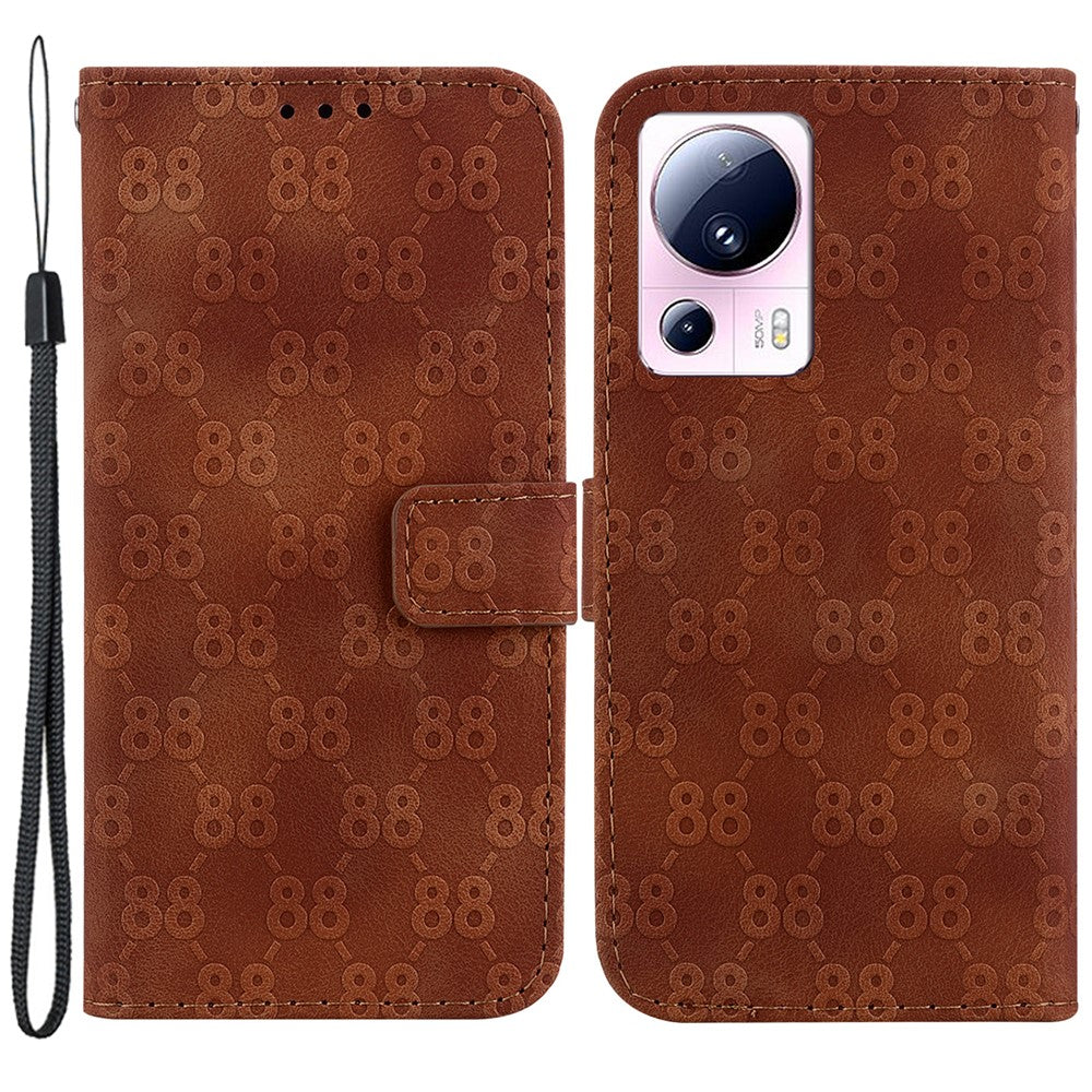 For Xiaomi 13 Lite / Civi 2 5G Double 8-Shape Imprint Leather Anti-scratch Shell Wallet Stand Phone Cover