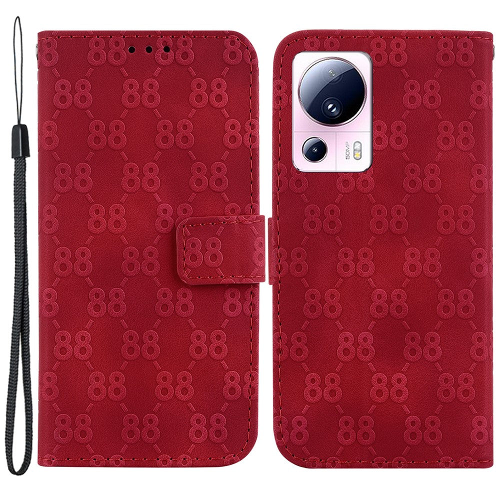 For Xiaomi 13 Lite / Civi 2 5G Double 8-Shape Imprint Leather Anti-scratch Shell Wallet Stand Phone Cover