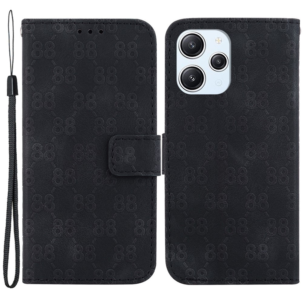 For Xiaomi Redmi 12 4G Foldable Stand Phone Cover Double 8-Shape Imprinted Leather Wallet Case