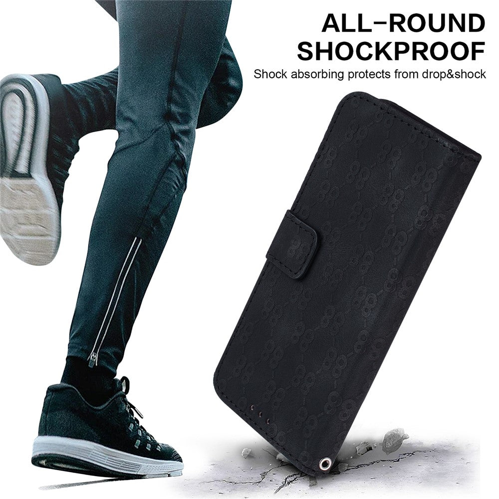 For Xiaomi Redmi 12 4G Foldable Stand Phone Cover Double 8-Shape Imprinted Leather Wallet Case