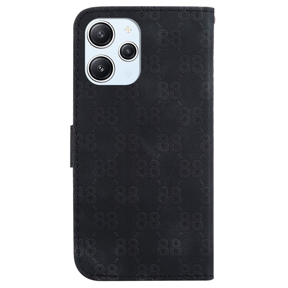 For Xiaomi Redmi 12 4G Foldable Stand Phone Cover Double 8-Shape Imprinted Leather Wallet Case