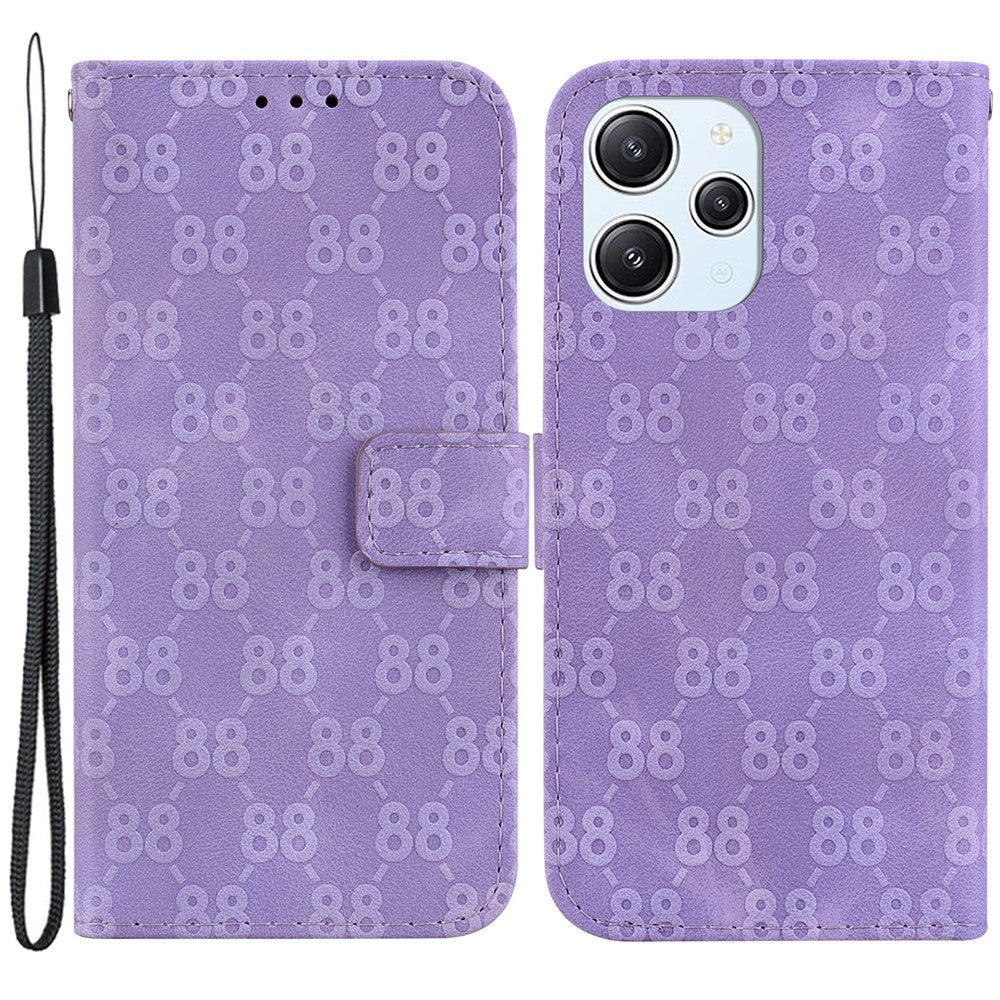 For Xiaomi Redmi 12 4G Foldable Stand Phone Cover Double 8-Shape Imprinted Leather Wallet Case