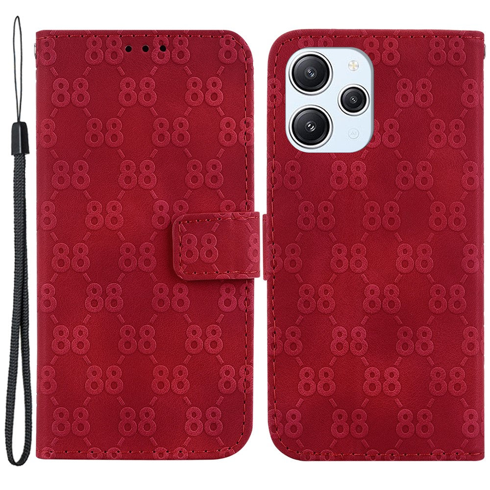 For Xiaomi Redmi 12 4G Foldable Stand Phone Cover Double 8-Shape Imprinted Leather Wallet Case