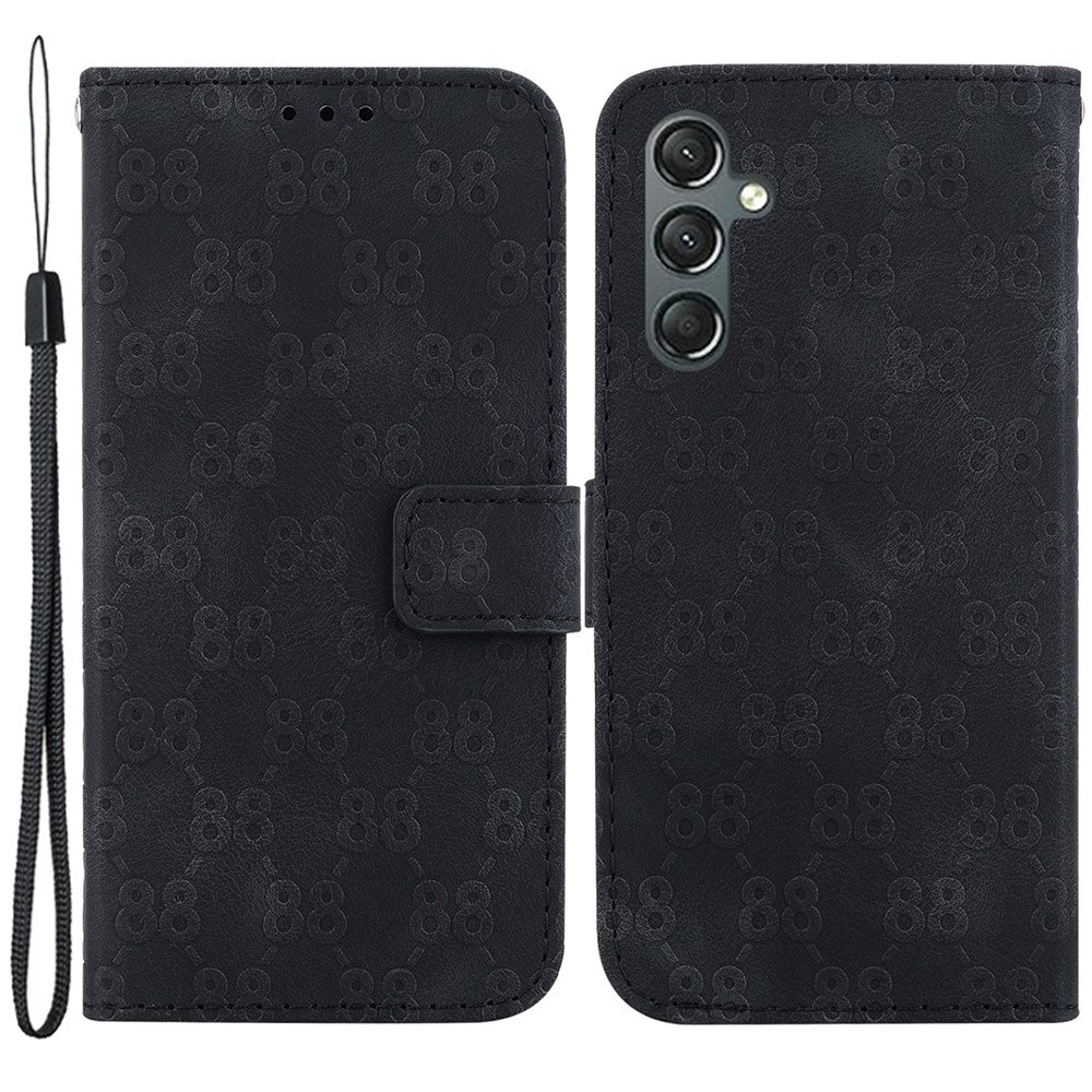 For Samsung Galaxy A24 4G (162.1 x 77.6 x 8.3mm) Double 8-Shape Imprinted Leather Wallet Stand Phone Case