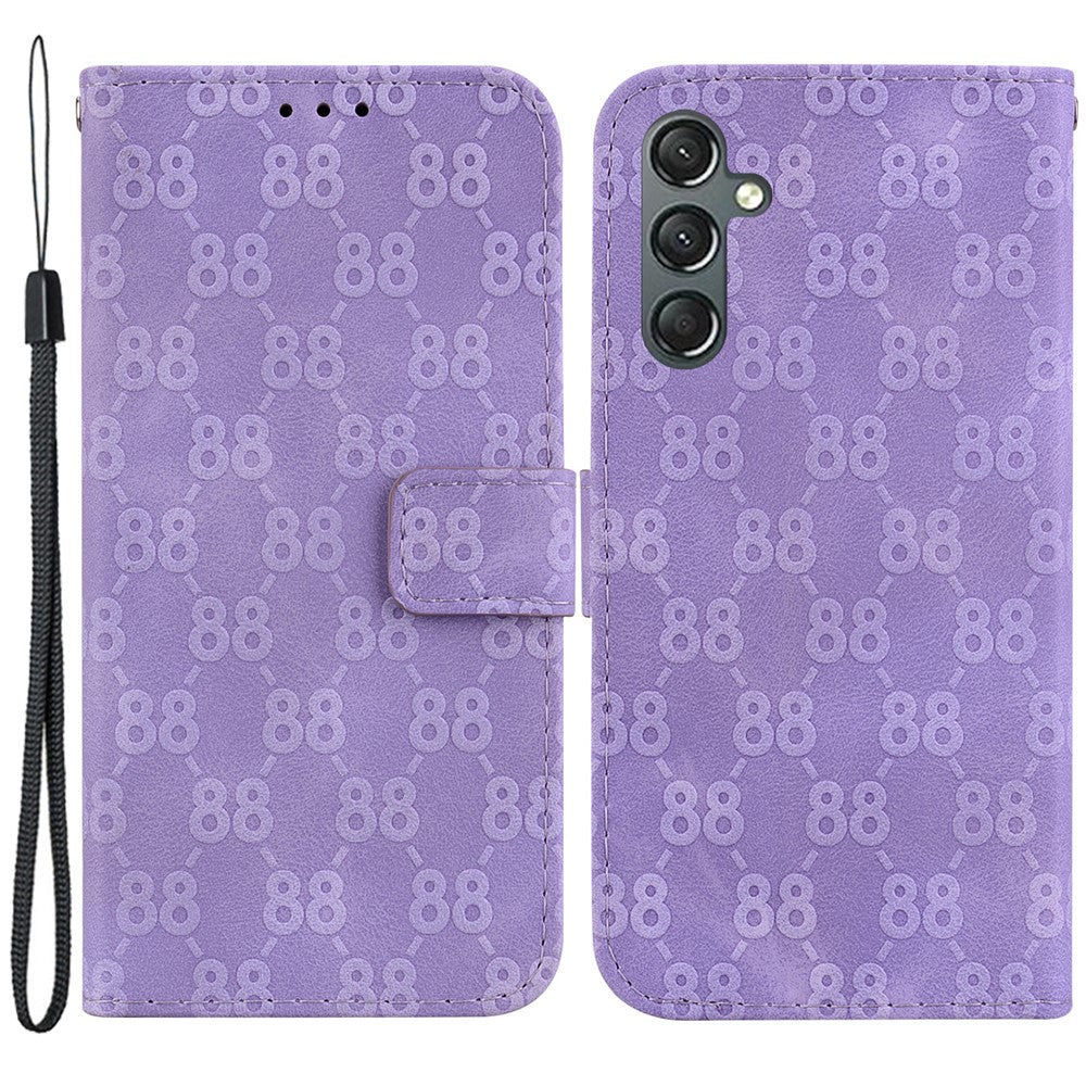 For Samsung Galaxy A24 4G (162.1 x 77.6 x 8.3mm) Double 8-Shape Imprinted Leather Wallet Stand Phone Case