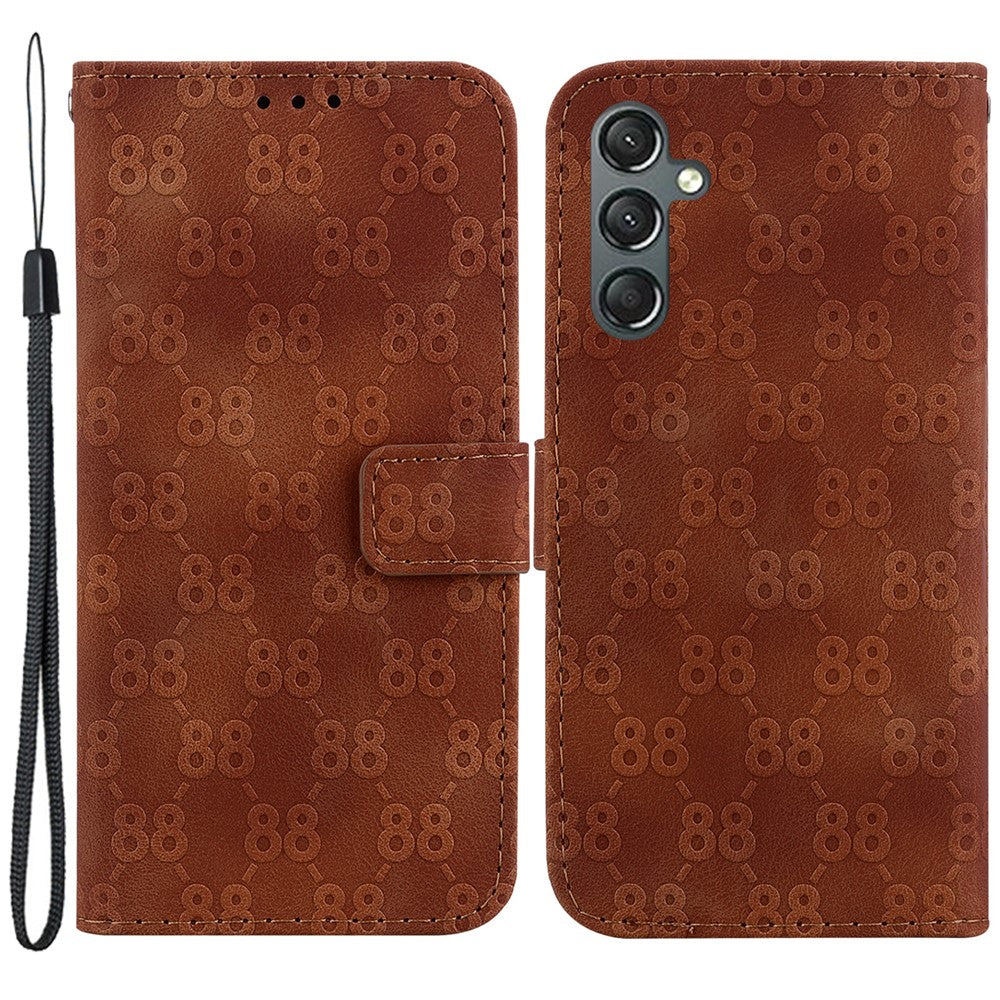 For Samsung Galaxy A24 4G (162.1 x 77.6 x 8.3mm) Double 8-Shape Imprinted Leather Wallet Stand Phone Case