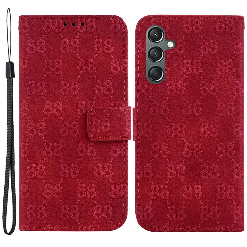 For Samsung Galaxy A24 4G (162.1 x 77.6 x 8.3mm) Double 8-Shape Imprinted Leather Wallet Stand Phone Case
