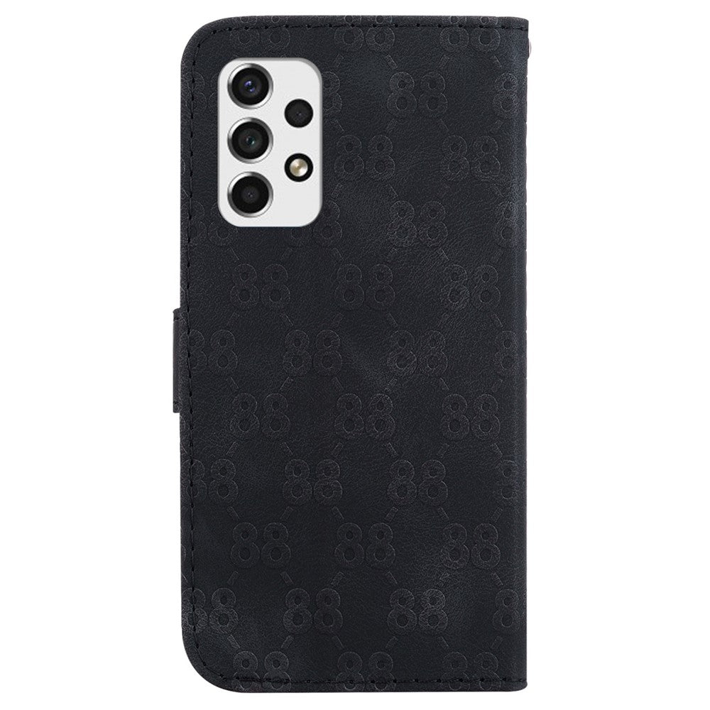 Wallet Phone Case for Samsung Galaxy A73 5G Double 8-Shape Imprinted PU Leather Phone Cover with Strap