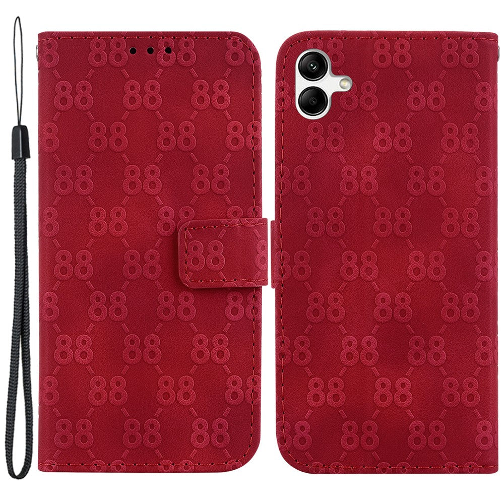 For Samsung Galaxy A04e 4G / F04 4G / M04 4G Drop-proof Stand Leather Wallet Cover Double 8-Shape Imprint Phone Case
