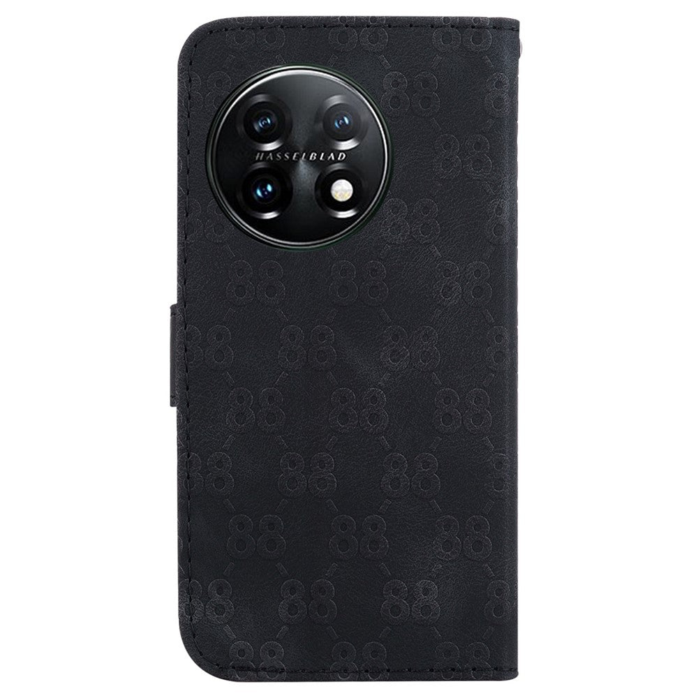 For OnePlus 11 5G Slim-Fit Leather Phone Shell Double 8-Shape Imprinted Cover Wallet Stand Case