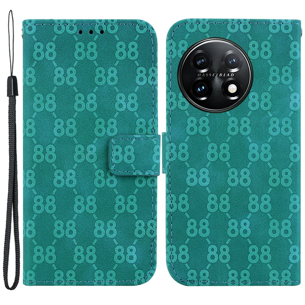 For OnePlus 11 5G Slim-Fit Leather Phone Shell Double 8-Shape Imprinted Cover Wallet Stand Case