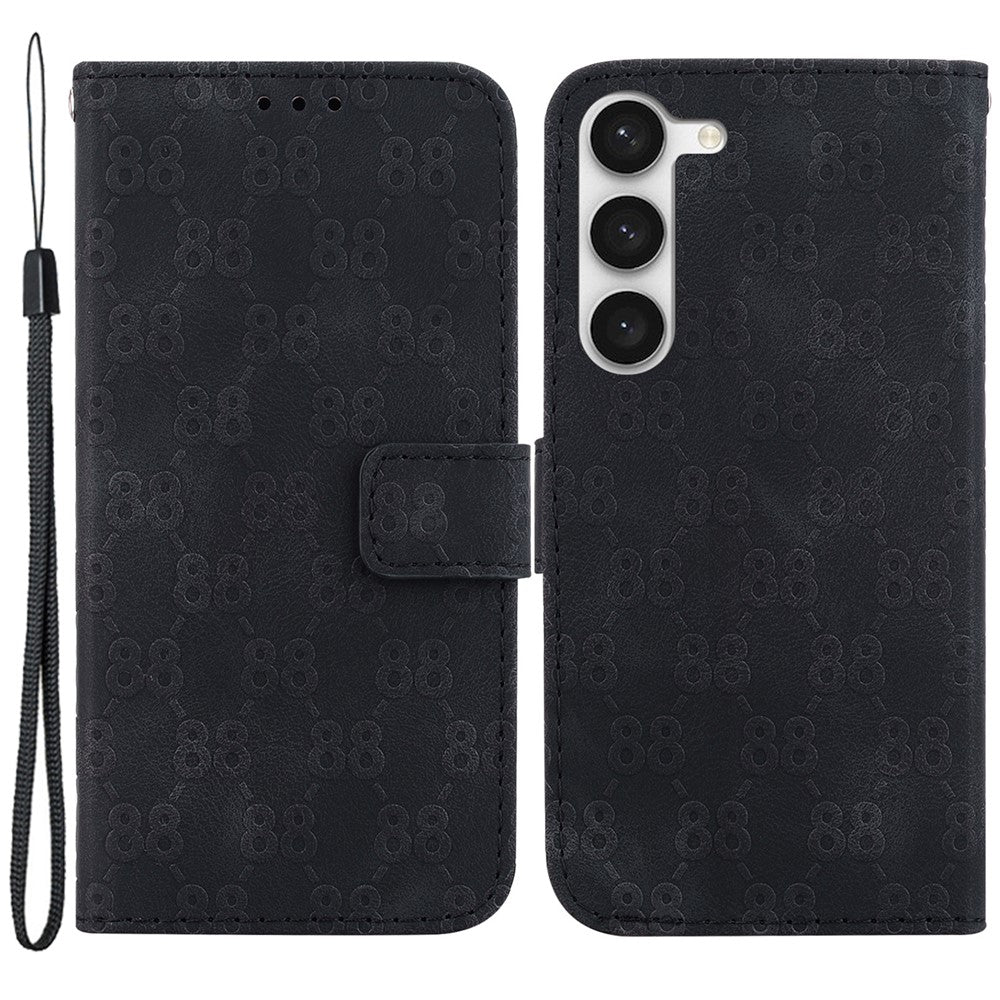PU Leather Case for Samsung Galaxy S23+ , 8-Shape Imprinted Stand Folio Flip Wallet Phone Cover