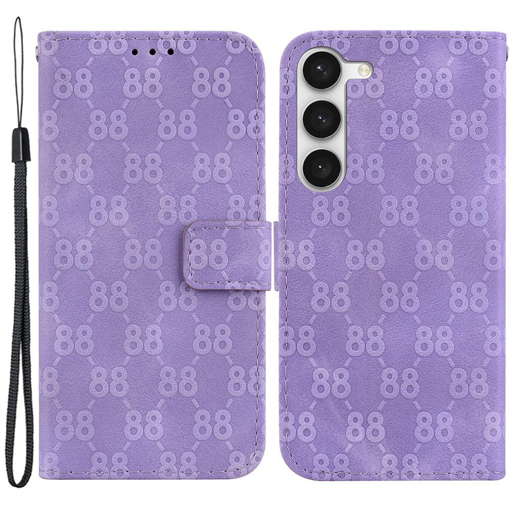 PU Leather Case for Samsung Galaxy S23+ , 8-Shape Imprinted Stand Folio Flip Wallet Phone Cover