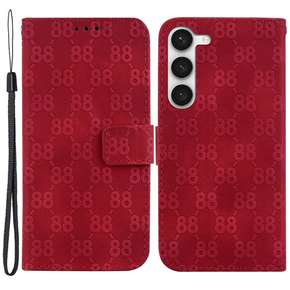 PU Leather Case for Samsung Galaxy S23+ , 8-Shape Imprinted Stand Folio Flip Wallet Phone Cover