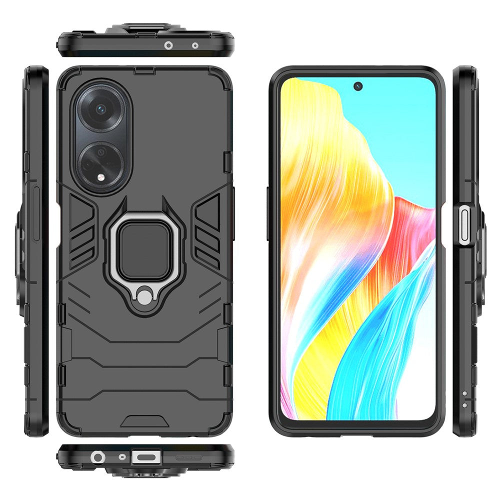 For Oppo A98 5G / A1 5G Ring Holder Kickstand Back Cover TPU+PC Shockproof Phone Case
