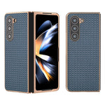 Til Samsung Galaxy Z Fold5 5G Elektroplettering Bagcover Ægte Koskind + PC Luksuriøst Tekstur Telefoncover