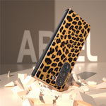 For Samsung Galaxy Z Fold5 5G Leopard Pattern PU+Hard PC Case Nano Electroplating Protective Phone Cover