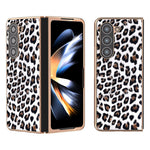 For Samsung Galaxy Z Fold5 5G Leopard Pattern PU+Hard PC Case Nano Electroplating Protective Phone Cover