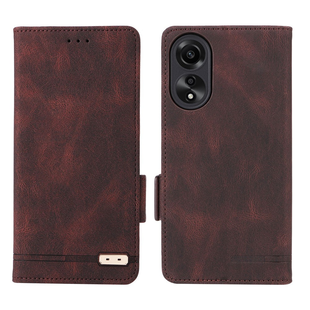 For Oppo A78 4G Hardware Decor Anti-drop Phone Case PU Leather Wallet Stand Cover