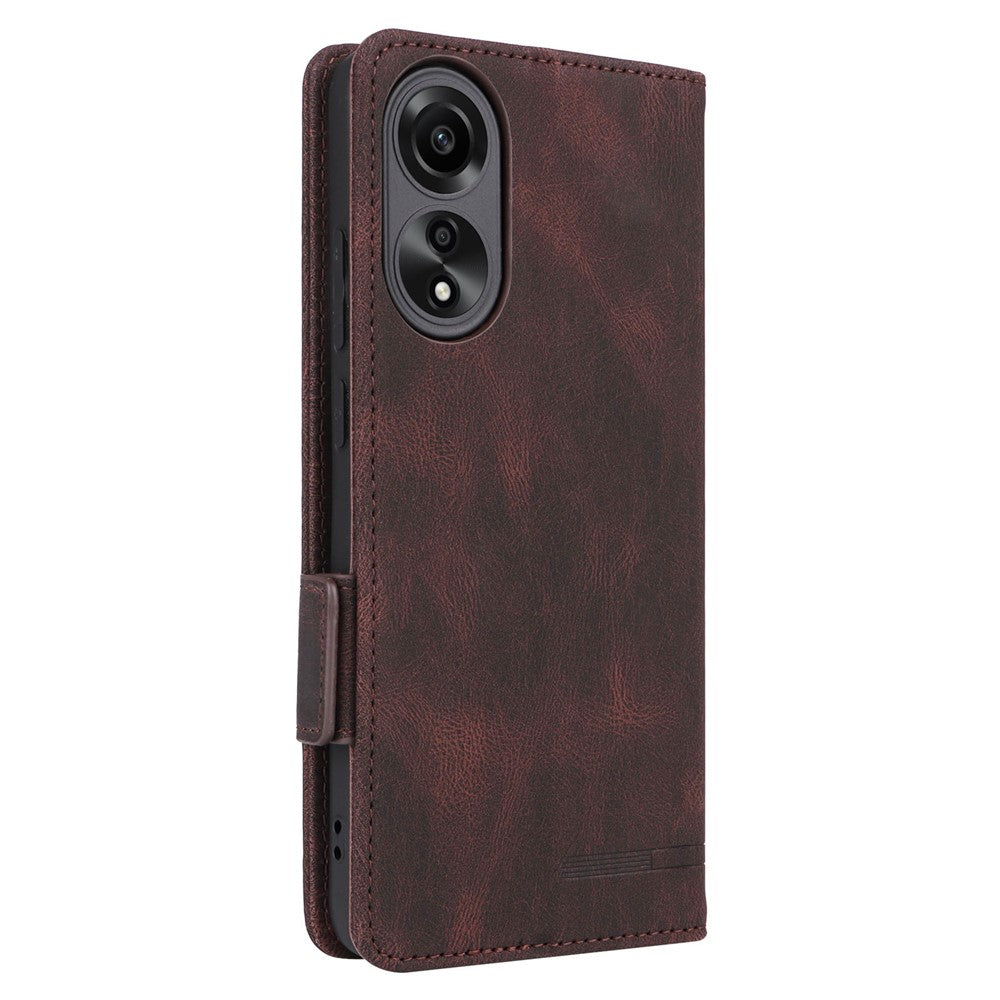 For Oppo A78 4G Hardware Decor Anti-drop Phone Case PU Leather Wallet Stand Cover