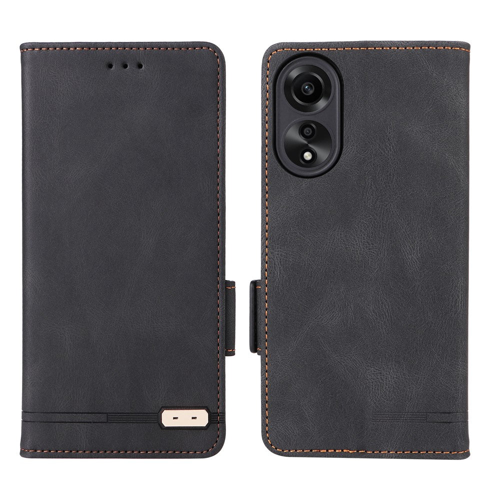 For Oppo A78 4G Hardware Decor Anti-drop Phone Case PU Leather Wallet Stand Cover