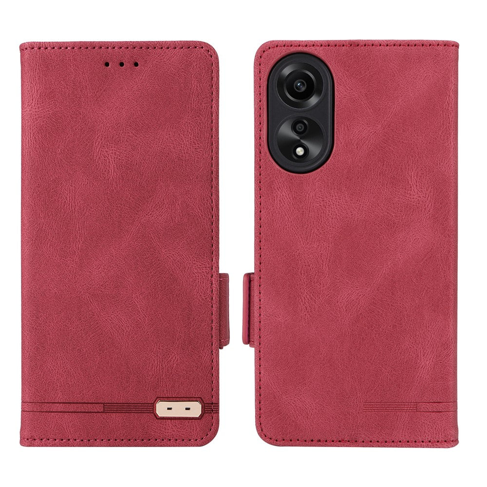 For Oppo A78 4G Hardware Decor Anti-drop Phone Case PU Leather Wallet Stand Cover