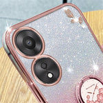 KADEM For Oppo A17 4G / A17k 4G Flower Pattern Glitter TPU Cover Ring Kickstand Shockproof Phone Case