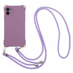 Phone Cover for iPhone 12 6.1 inch Shockproof Four Corner Thickened TPU Back Case with 150cm Hanging Rope