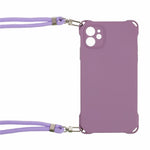 Phone Cover for iPhone 12 6.1 inch Shockproof Four Corner Thickened TPU Back Case with 150cm Hanging Rope