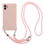 Phone Cover for iPhone 12 6.1 inch Shockproof Four Corner Thickened TPU Back Case with 150cm Hanging Rope