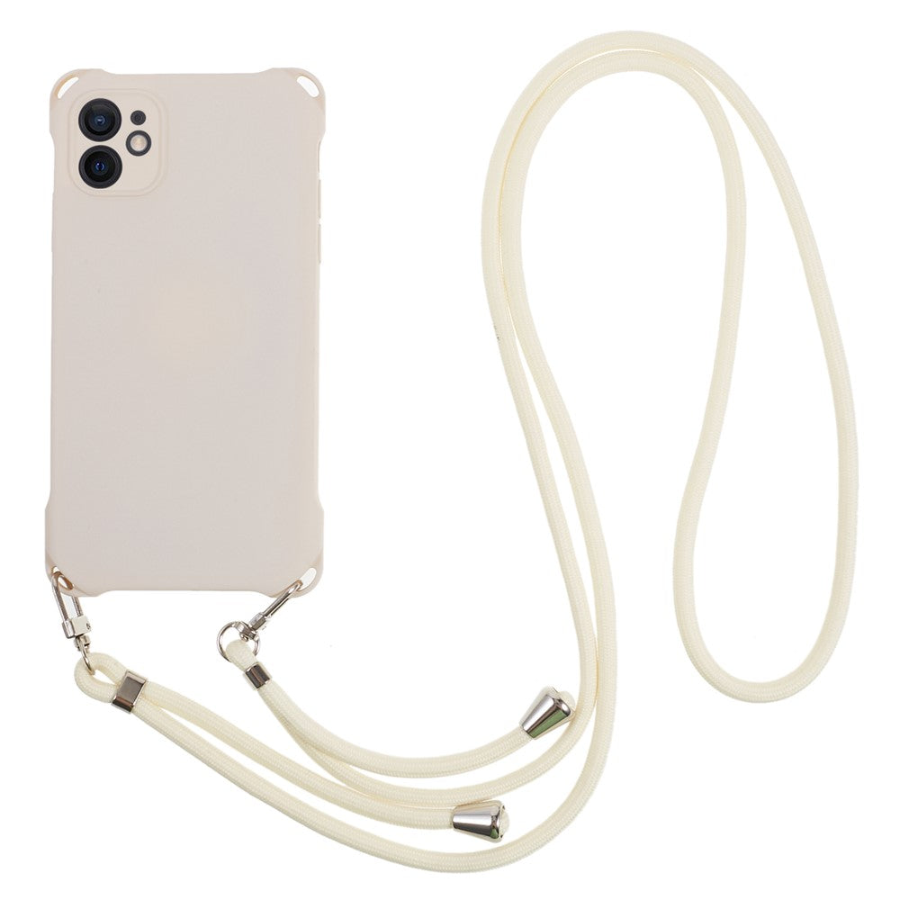 Phone Cover for iPhone 12 6.1 inch Shockproof Four Corner Thickened TPU Back Case with 150cm Hanging Rope