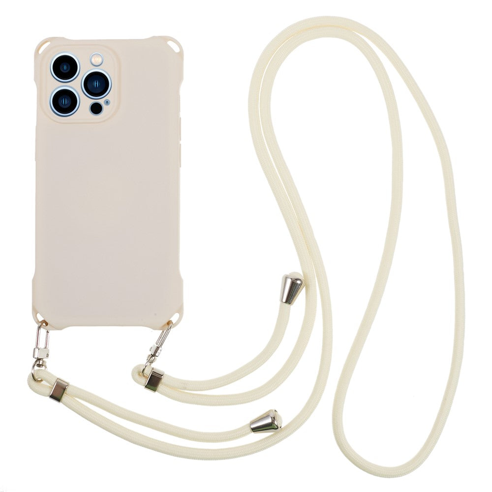 For iPhone 12 Pro Shockproof TPU Cover Four Corner Thickened Dustproof Phone Case with 150cm Hanging Rope