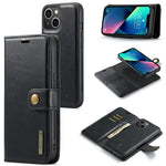 DG.MING for iPhone 15 Plus Detachable Magnetic Phone Case Anti-Drop Split Leather Wallet Stand Case