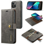 DG.MING for iPhone 15 Plus Detachable Magnetic Phone Case Anti-Drop Split Leather Wallet Stand Case