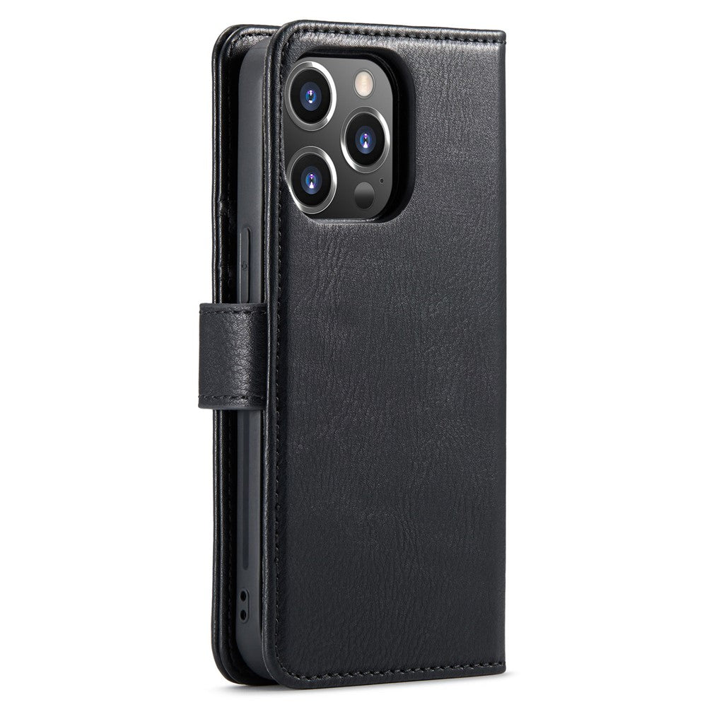DG.MING For iPhone 15 Pro Phone Case Shockproof Split Leather Detachable Magnetic Phone Shell Wallet Stand Cover