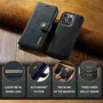 DG.MING For iPhone 15 Pro Phone Case Shockproof Split Leather Detachable Magnetic Phone Shell Wallet Stand Cover