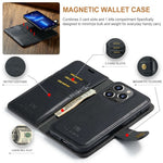 DG.MING For iPhone 15 Pro Phone Case Shockproof Split Leather Detachable Magnetic Phone Shell Wallet Stand Cover
