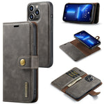 DG.MING For iPhone 15 Pro Phone Case Shockproof Split Leather Detachable Magnetic Phone Shell Wallet Stand Cover