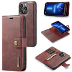 DG.MING For iPhone 15 Pro Max Detachable Magnetic Phone Case Drop Proof Split Leather Wallet Stand Cover