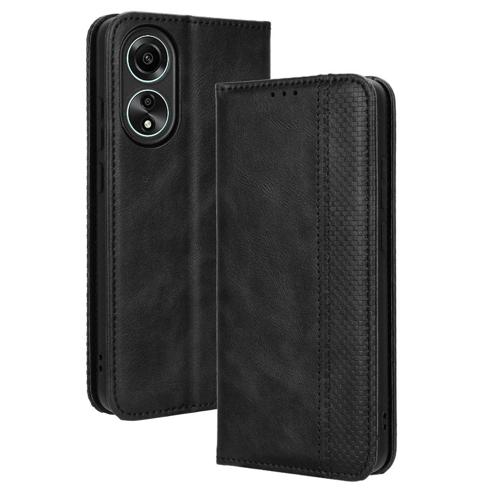 Stand Wallet Phone Case for Oppo A78 4G , Retro PU Leather + TPU Protective Phone Cover