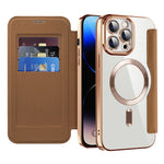 For iPhone 11 Pro Max RFID Blocking Anti Fall Cover with Lens Film Rhombus Leather Card Holder Case Compatible with MagSafe