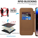 For iPhone 11 Pro Max RFID Blocking Anti Fall Cover with Lens Film Rhombus Leather Card Holder Case Compatible with MagSafe