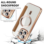 For iPhone 11 Pro Max RFID Blocking Anti Fall Cover with Lens Film Rhombus Leather Card Holder Case Compatible with MagSafe