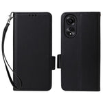For Oppo A78 4G Litchi Texture Wallet Phone Shell PU Leather Stand Cellphone Cover with Strap