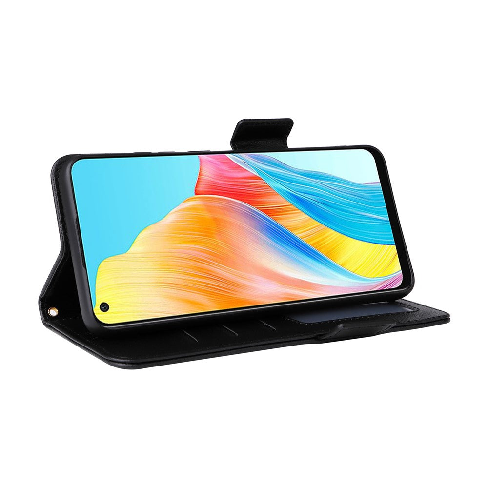 For Oppo A78 4G Litchi Texture Wallet Phone Shell PU Leather Stand Cellphone Cover with Strap